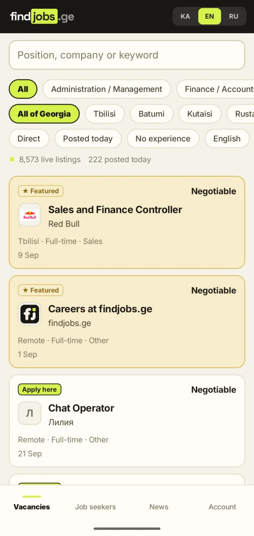 The board: every vacancy in Georgia, filtered by city, field and pay